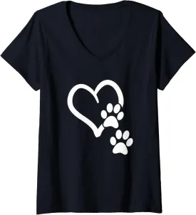 Womens Heart and Paws - Great Gift for Pet Lovers V-Neck T-Shirt