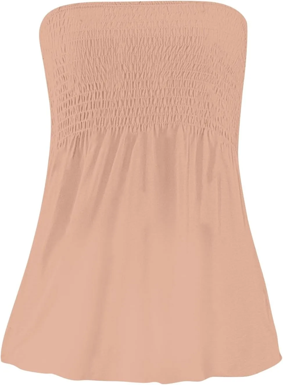 Women's Plus Size Tube Tops Summer Strapless Blouse Pleated Sleeveless Stretchy Sleeveless Flare Hem Tube