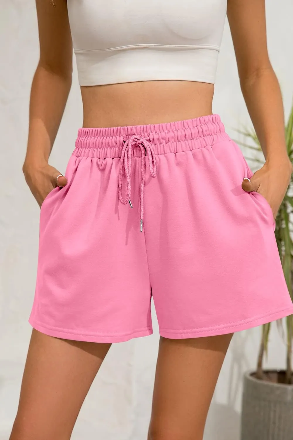 Womens Sweat Shorts Casual Summer Comfy Lounge High Waisted Cotton Shorts with Pockets