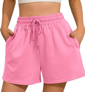 Womens Sweat Shorts Casual Summer Comfy Lounge High Waisted Cotton Shorts with Pockets