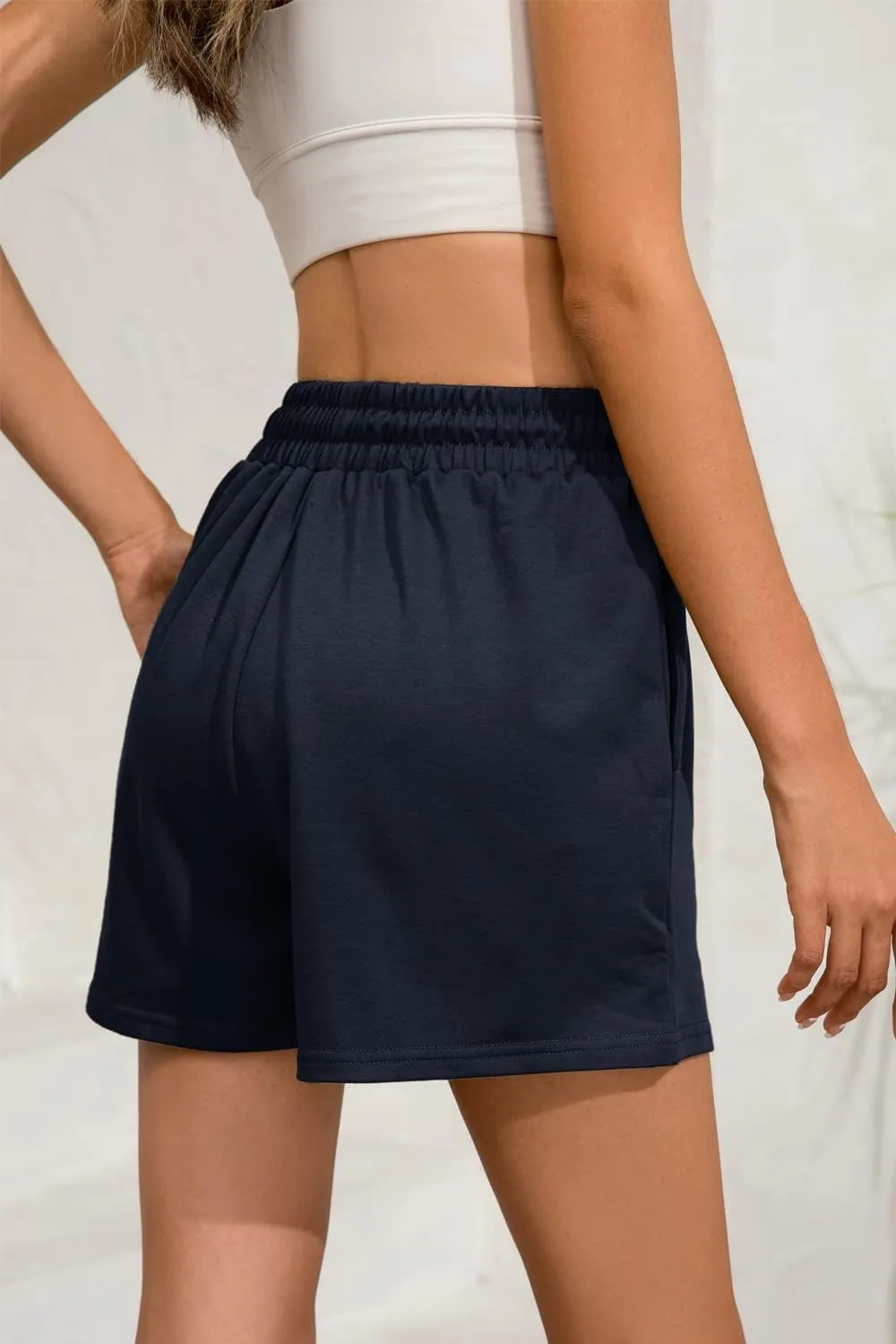 Womens Sweat Shorts Casual Summer Comfy Lounge High Waisted Cotton Shorts with Pockets