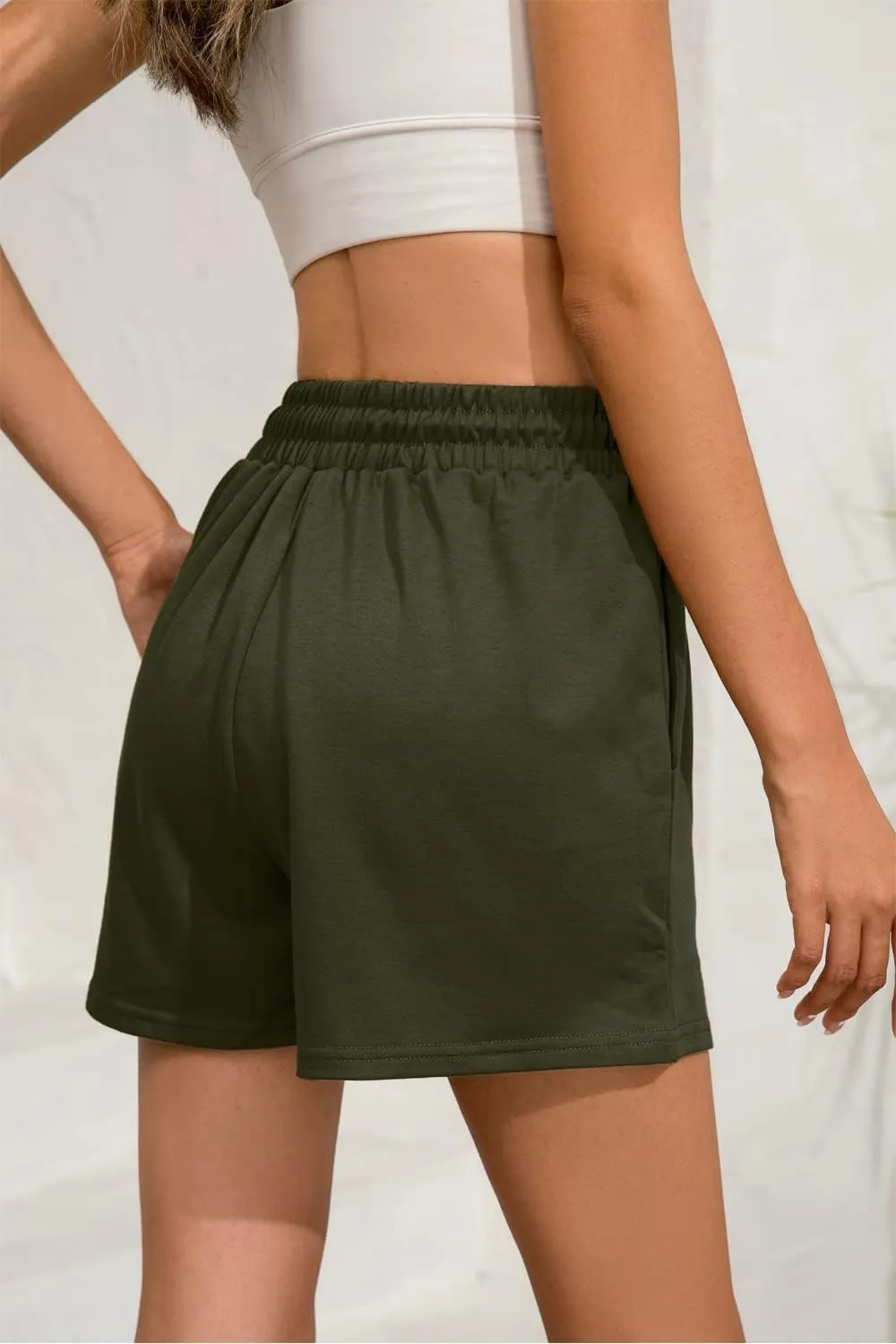 Womens Sweat Shorts Casual Summer Comfy Lounge High Waisted Cotton Shorts with Pockets