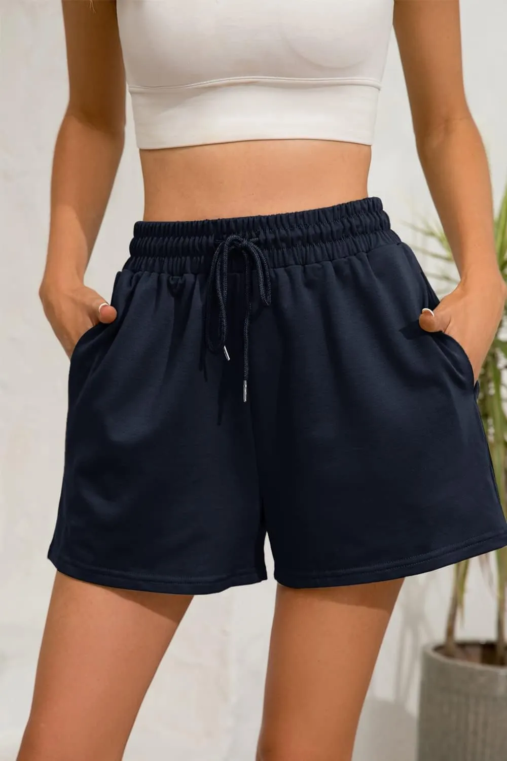 Womens Sweat Shorts Casual Summer Comfy Lounge High Waisted Cotton Shorts with Pockets