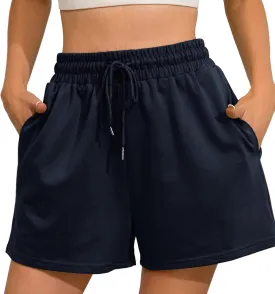 Womens Sweat Shorts Casual Summer Comfy Lounge High Waisted Cotton Shorts with Pockets