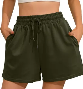 Womens Sweat Shorts Casual Summer Comfy Lounge High Waisted Cotton Shorts with Pockets