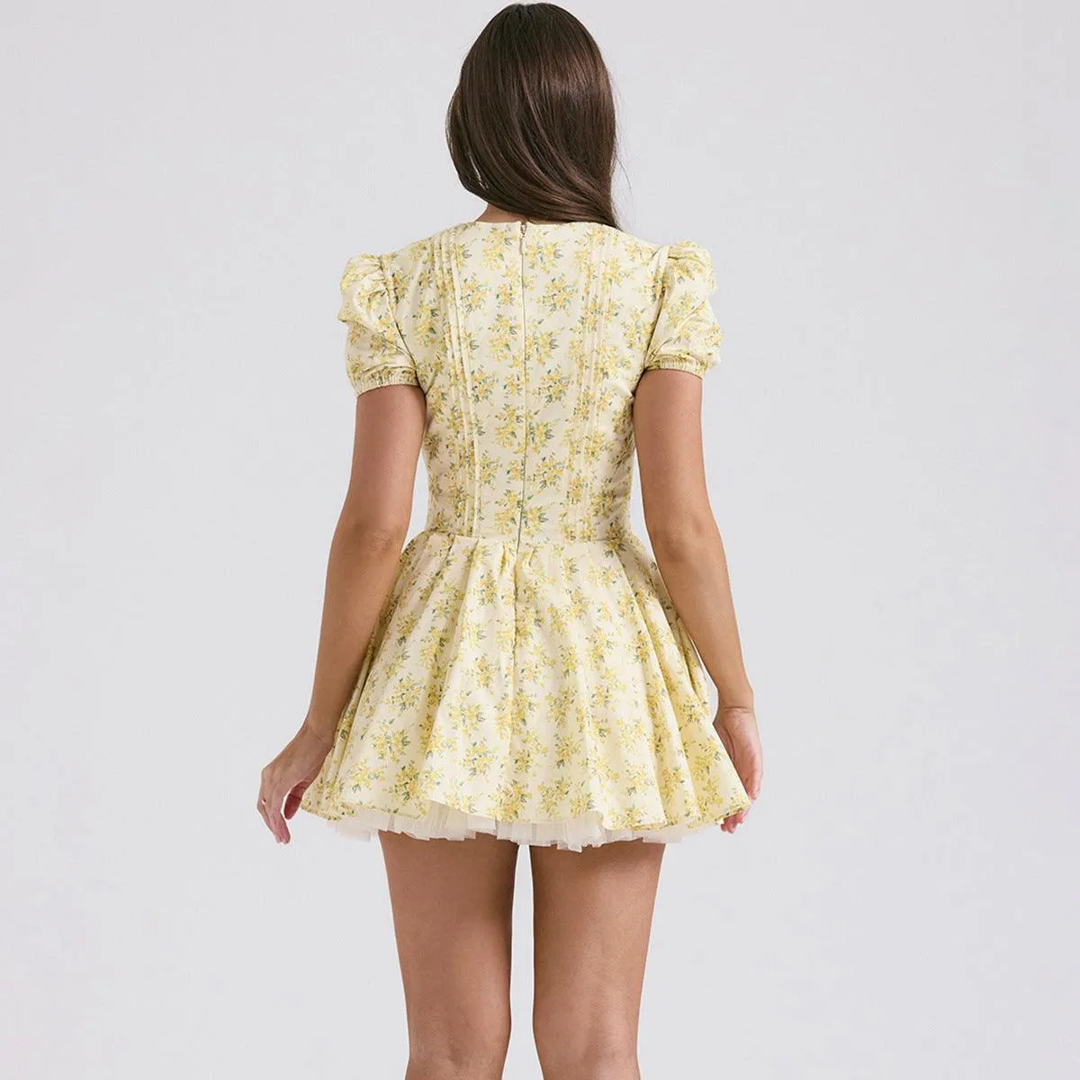 Yellow Flowers Print French Dress™ |  Exclusive, Soft and Comfortable Cotton dress⭐⭐⭐⭐⭐